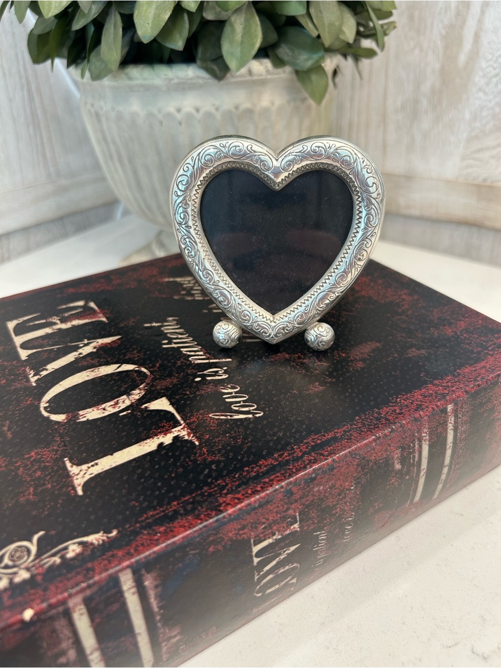 Brighton “Sweatheart” Silver Heart Frame with Ornate Scrollwork